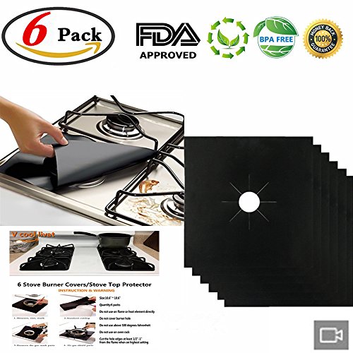Reusable Gas Stove Burner Covers - 6 Pack Non-stick Stovetop Burner Liners Gas Range Protectors for Kitchen Size 10.6” x 10.6” Double Thickness 0.3mm, Cuttable, Dishwasher Safe, Easy to Clean - Thumbnail 7