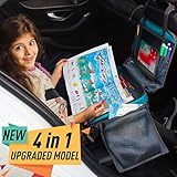 Kids Travel Tray for Car Seat - 4 in 1 Car Seat Organizer for Kids, Toddlers & Children - Portable Entertainment Car Seat Tray - Backseat Car Organizer for Play, Storage &Food - Easy to Clean