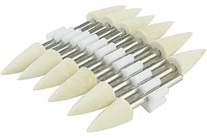 Luo ke 10mm Wool Felt Polishing Bits - 1/8'' Shank Conical Shape Wool Felt Buffing Polishing Points for Dremel Rotary Tool (Pack of 12)