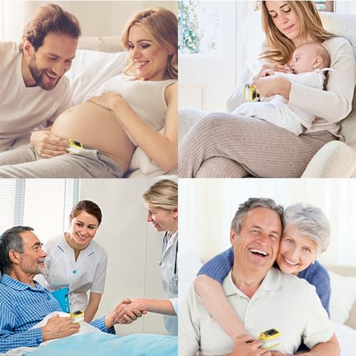 Oximetro pediatrico, oximetro digital recargable, puede monitorear la saturación de oxígeno en sangre, frecuencia del pulso y PI al mismo tiempo, adecuado para pruebas y monitoreo diarios (Amarillo)