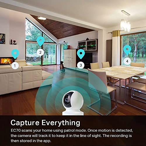 KASA INDOOR PAN/TILT SMART SECURITY CAMERA, 1080P HD DOG-CAMERA,2.4GHZ WITH NIGHT VISION,MOTION DETECTION FOR BABY AND PET MONITOR, CLOUD & SD CARD STORAGE, WORKS WITH ALEXA& GOOGLE HOME (EC70), WHITE