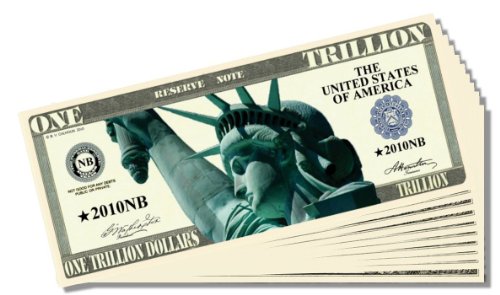 Liberty Trillion Dollar Novelty Bill - 10 Count with Bonus Clear Protector & Christopher Columbus Bill