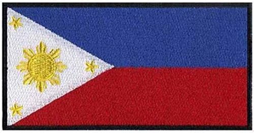 Philippines Flag Embroidered Iron-On Patch - 3 x 1 3/4"