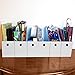 Evelots Magazine File Holder - Set of 12 White - Office Desk Organizer - Sturdy Cardboard - New Upgraded Double Front Panel for More Stability - Full 4 Inch Wide - Easy Assemble