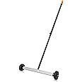 NEIKO 53414A 17-Inch Mini Magnetic Sweeper, Rolling Magnetic Sweeper with Wheels, Adjustable Handle, Lightweight Magnet to Pick Up Nails, 10-Pound Capacity, Nail Finder