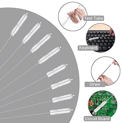 Drinking Straw Cleaning Brushes Set, 9.45 Inches Pipe Tube Cleaner Nylon Bristles Stainless Steel Handle - Set of 10 - Thumbnail 2