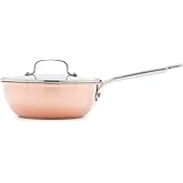 GreenPan x Bobby Flay 2QT Copper Clad Chef’s Pan with Lid, Induction Ready Sauce Pot, Measurement Markings, Stainless Steel Base & Interior, Oven Safe Saucepan to 500˚F