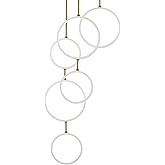 ET2 Lighting E24325-WTGLD Hoopla - 15W 6 LED Pendant-63 Inch Tall and 25 Inch Wide, Finish Color: White/Gold