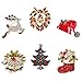 JUNKE Diamond-Bordered Christmas Jingle Bells/Tree/Reindeer/Wreath/Hat/Boots Brooch Crystal Rhinestone Pin Badge Brooches Xmas Gifts Christmas ornaments