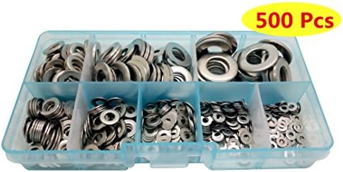 Guard4U 500Pcs Stainless Steel Flat Washers Assortment Kit, For M2 M2.5 M3 M4 M5 M6 M8 M10 screws bolt