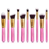 Makeup Brushes: iLoveCos Professional Cosmetic Brush Set for Liquid or Powder Foundation(10 Pieces Gloden Pink with Velvet Carry Bag)