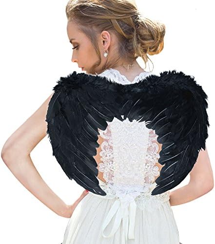 Angel Wing Feather Halloween Costume, Cosplay Christmas Wings for Kids and Adults, Black