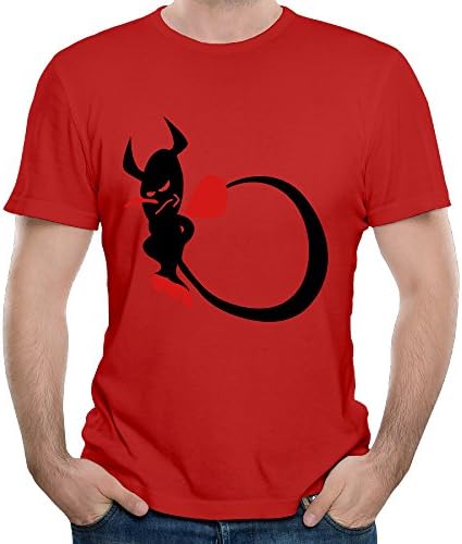 Moshiwenq Little Devil Men's Cotton Adult Standard Weight T-Shirt Size XXL] Color Red