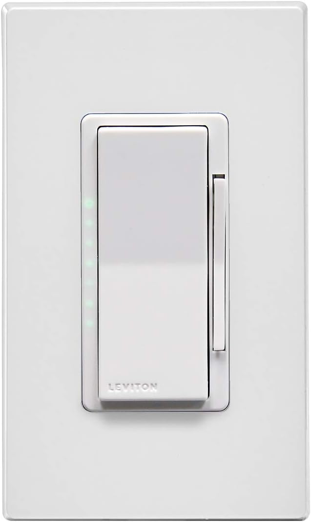 Leviton DW6HD-1BZ Decora Smart Wi-Fi 600W Universal LED/Incandescent Dimmer, Works with  Alexa, No Hub Required, 1-Pack, White - - 