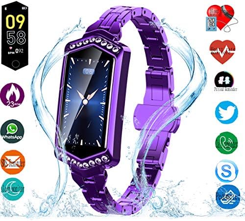 Smart Watch, Fitness Tracker with Heart Rate & Blood Pressure & Sleep monitor for Android & IOS, IP67, Activity Tracker Watch with Calorie Counter & Pedometer, Smart Watch Wristband for Girls (Purple)