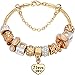 I Love You with All My Heart Gold-Tone Love Heart Bead Charm Bracelet
