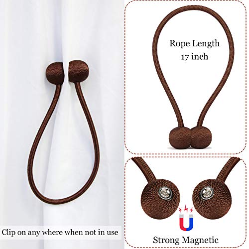 Magnetic Curtain Tiebacks Magnetic Tie Backs Curtain Holdbacks Decorative Magnet Window Hold Curtains Drape Tie Backs for Bedroom Chocolate 2 Pack - Thumbnail 4