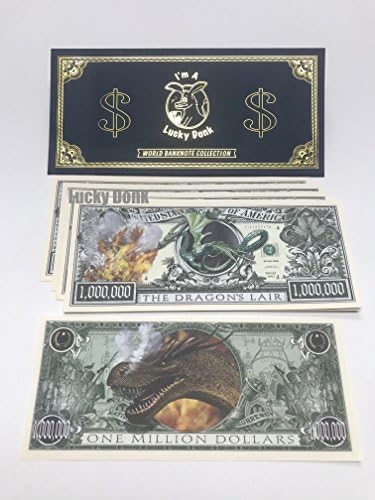 100 X Lucky Donk Novelty fake play money The Dragon Lair One Million Dollars Bill in a special Lucky Donk envelope