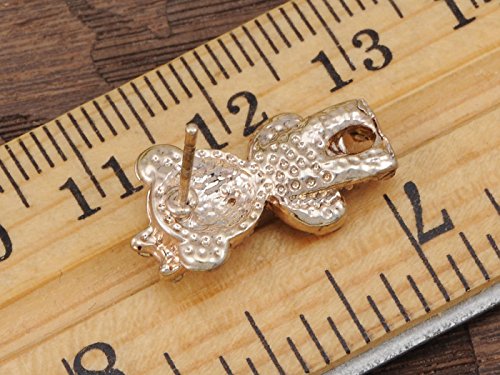 Alilang Brass Tone Princess Girly Teddy Bear Bow Crystal Rhinestone Element Earrings