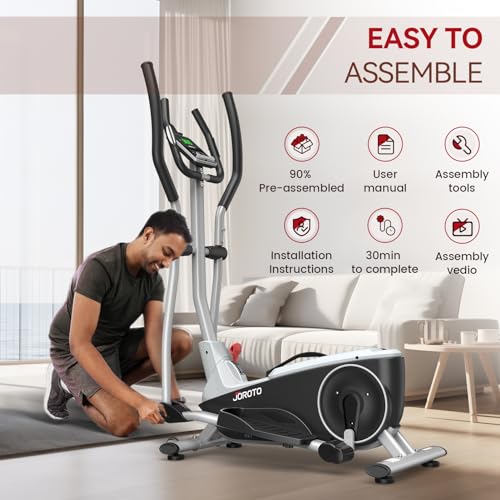 JOROTO Elliptical Machine Exercise Bike for Home Cardio, Magnetic Cross Trainer with 8 Resistance Levels, Pulse Rate Grips & LCD Monitor Exercise Equipment for Home Gym Use, 330lbs Weight Capacity