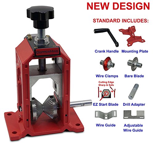 CopperMine Manual Crank & Drill Operated Copper Wire Stripping Machine for Scrap Copper Recycling =Non Slip Wire Guide=