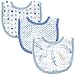 Hudson Baby Muslin Bib, Blue Feathers, 6.25