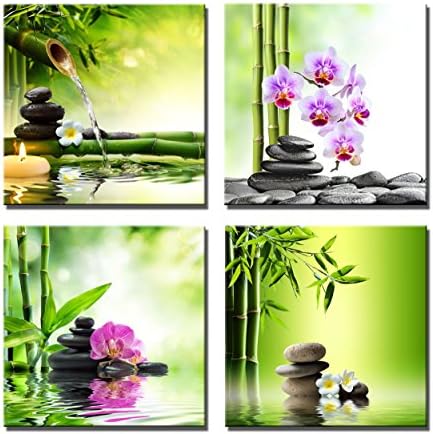 Boqi Art- Contemporary Art Zen Giclee Canvas Prints for Home Decoration 4pcs 30x30cm