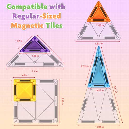 Magnetic Blocks Construction Children in Metal Box – 56 Pieces Magnetic Children – Magnetic Blocks Travel Toy to Build Castles – Magnetic Tiles Montessori Travel Toys 3+ Years