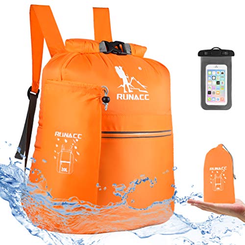 RUNACC Waterproof Dry Bag Backpack 20L Floating Dry Sack with Free