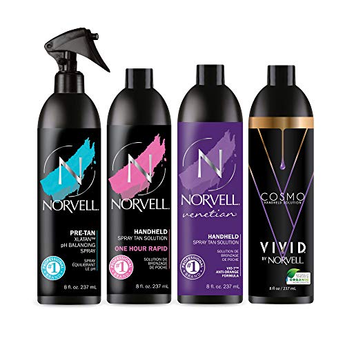 Aura Compact Elite Spray Tanning Machine Kit with Norvell Sunless Solutions Pro Bundle, Disposable Spa Feet and Black Pop Up Tanning Tent