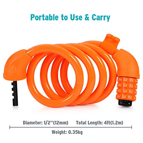 Titanker Bike Lock, Lock for Bike Locks with Combinations Resettable