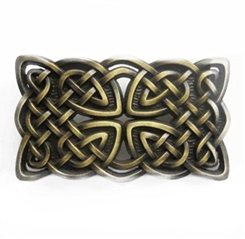 Irish Celtic Cross and Knot Belt Buckle Bronze