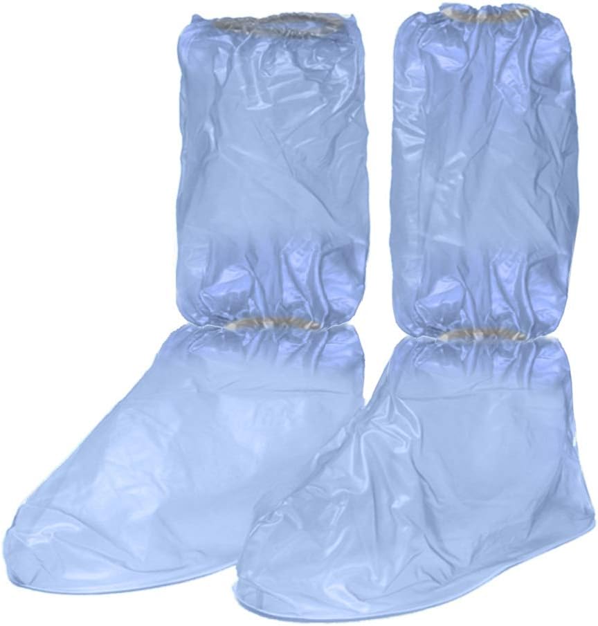 AMZ Medical Supply Polypropylene Shoe Covers 50 Pack. Blue Disposable XL Non Slip 18" Tall Boot Cases for Indoors with Seamless Bottom, Elastic Top. Waterproof Medical, Industrial, Cleaning Protectors