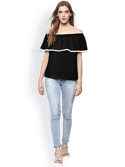 amazon ladies black tops