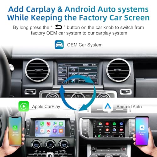 EZoneTronics Wireless CarPlay & Android Auto Set Top Box Kit for Land Rover Range Rover Evoque Discovery Jaguar XJL F-Type 2012-2016 CarPlay Adapter Plug & Play with SWC WiFi Bluetooth Siri GPS