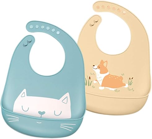 Bebe Bavoir Silicone Souple Lot De 2 Bavoirs Impermeables En Silicone Facile A Nettoyer Ultra Doux En Silicone Avec Large Poche Attrape Miettes 2 Amazon Fr Bebes Puericulture