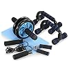 TOMSHOO Appareils de Fitness 5 en 1 Roue Abdominale + Poignée de Pompe + Corde à Sauter + Pince à Main + Tapis pour…