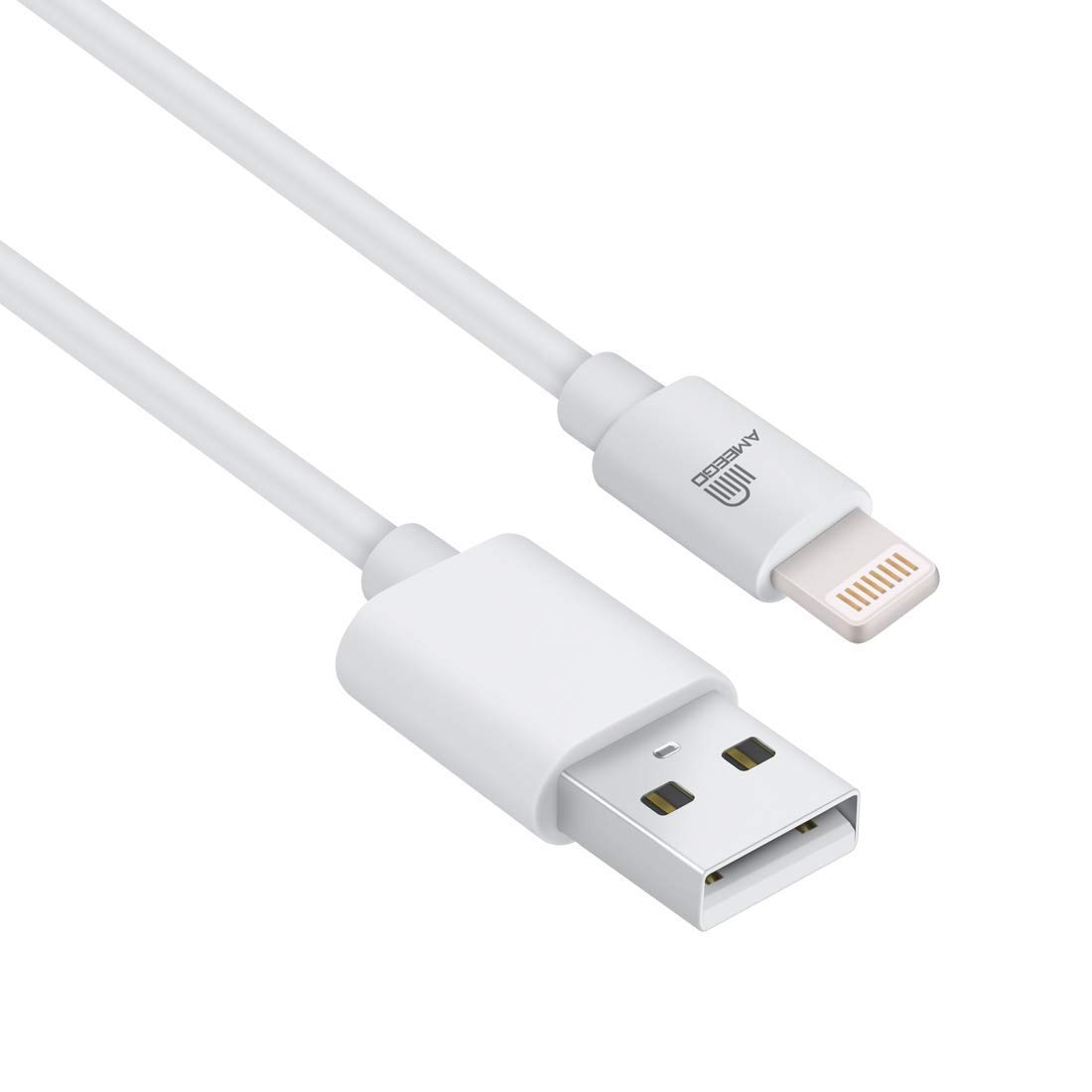 ameego Lightning to USB iPhone Charging Cable [Apple MFi Certified] Compatible with iPhone XS Max XR 8 Plus 7 Plus 6S 6 Plus 5 5S 5C SE iPad iPod (White)
