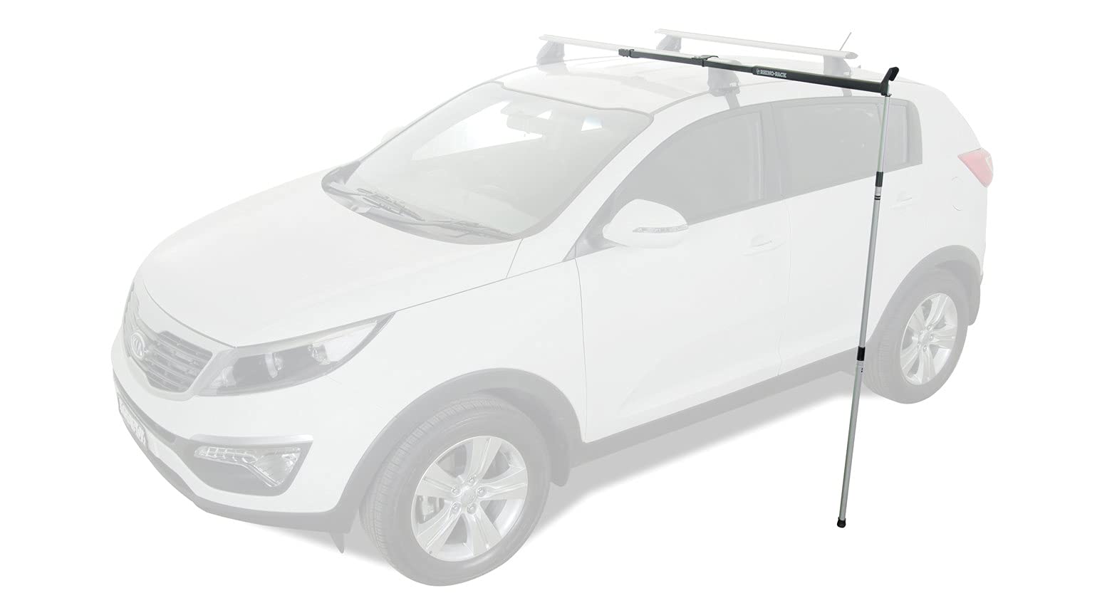 Cargador lateral universal Rhino-Rack para carga por una sola persona de kayaks, canoas, tablas de remo SUP, tablas de surf, escaleras y madera; Se adapta a la mayoría de portaequipajes Incluye 6 adaptadores para portaequipajes, almohadilla de espuma y co