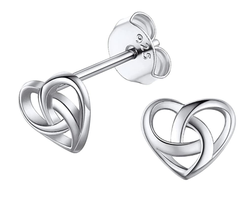 Heather Needham Sterling Silver Celtic Heart Earrings - Celtic Knot Stud Earrings - SIZE: 9mm - Approx. 1/3rd inch. Gift Boxed 5035