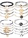 Chuangdi 4 Jewelry Set Layered Beaded Bracelet Adjustable Charm Pendent Stack Bracelets Wrap Bangle for Women Girl (Style 1)