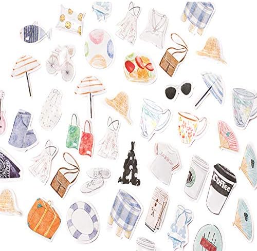 Kanggest Vacation Diary Stickers Hawaii Skirt Sunglasses Pattern Calendar Stickers Paper DIY Decoration Envelope Decoration Photo Journal Albums Diary Stickers Notebook Decoration Scrapbooking