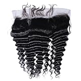 Beata Hair Full Lace Frontal Closure 13x4 Inch Deep Wave with Baby Hair Lightly Bleached Knots (16inch)