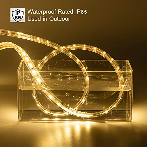 LED Strip Lights,Rope Light,Outdoor,Indoor,Waterproof,2100LEDS,114FT/35M,Warm White,Xmas Decorative,Plugin 110V, String Lighting, Flexible, SMD 2835,Connectable, Cuttable, Connector,Fuse Holder