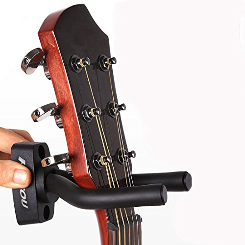 Guitar Wall Hangers Stands , KUYOU Set of 2 Guitar Hangers with One Pick Keep Hook Holder Wall Mount Fits all size Guitars