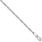 The Black Bow 1.7mm, 14k White Gold, Singapore Chain Anklet or Bracelet