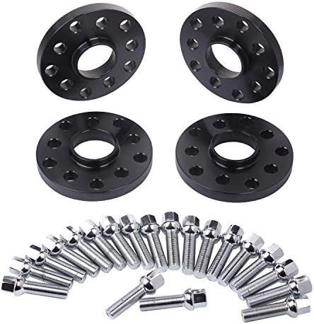 SLL-016BK 4pc 15mm 5x112 5x100 Hubcentric Wheel Spacers with 20pc Silver Lug Bolts (Ball Radius Seat) for Audi TT A3 A4 A6 A8 S4 S6 S8 Volkswagen Jetta Golf GTI R32 Corrado Beetle EOS CC Passat