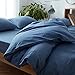 FACE TWO FACE Bedding Duvet Cover Set 3 Pieces 100% Washed Cotton Duvet Cover Linen Like Textured Breathable Durable Soft Comfy (King, Denim)