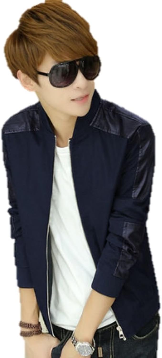 Amazon Sebles メンズ ジャケット アウター 長袖 無地 薄手 黒 白 青 紺 4種類 カラー 秋冬 15 Xl ネイビー コート ジャケット 通販