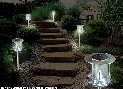 4 Stück Edelstahl Solar Gartenleuchte mit 6 LED Solarlampe Gartenbeleuchtung Sparset – Bild 7